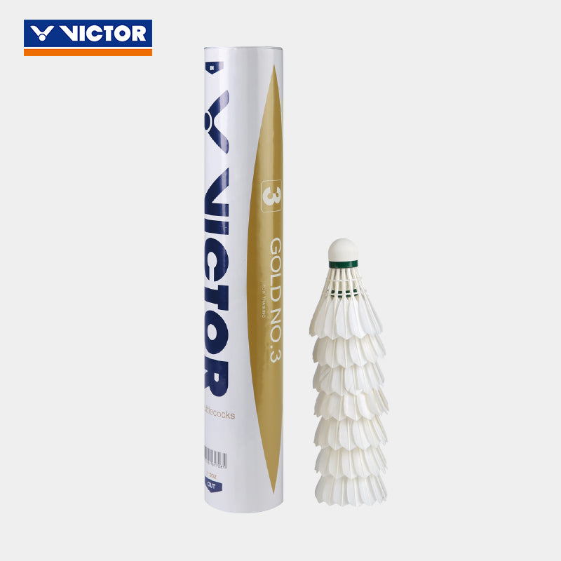 VICTOR 12 PCS Gold No.3 Duck Feather Badminton Shuttlecock