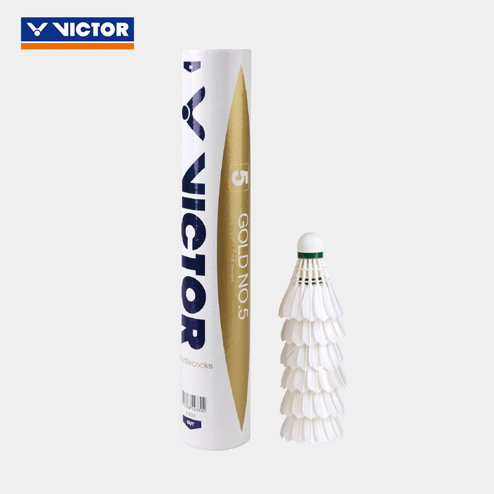 VICTOR 12 PCS Gold No.5 Duck Feather Badminton Shuttlecock