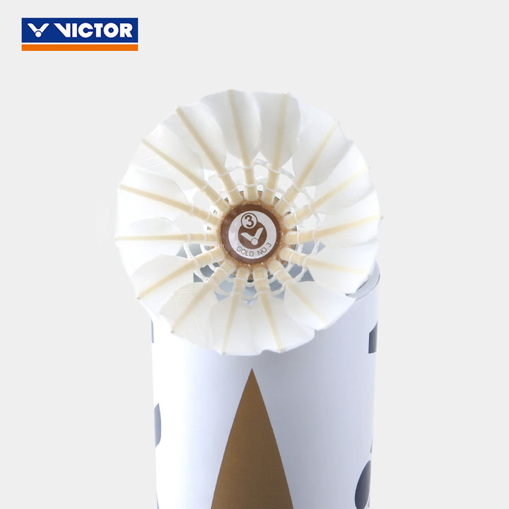 VICTOR 12 PCS Gold No.3 Duck Feather Badminton Shuttlecock