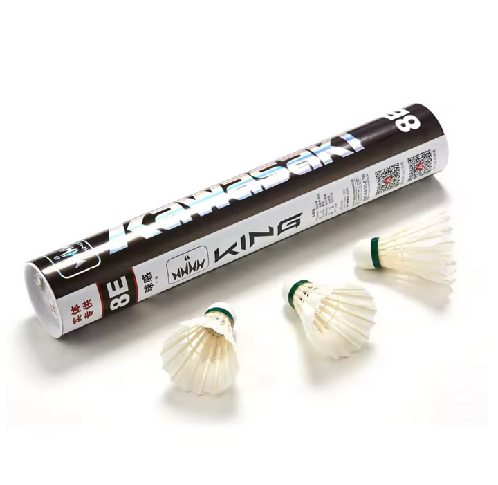 Kawasaki King 8E Goose Feather shuttlecock - Excellent Mid level shuttle,Speed 77