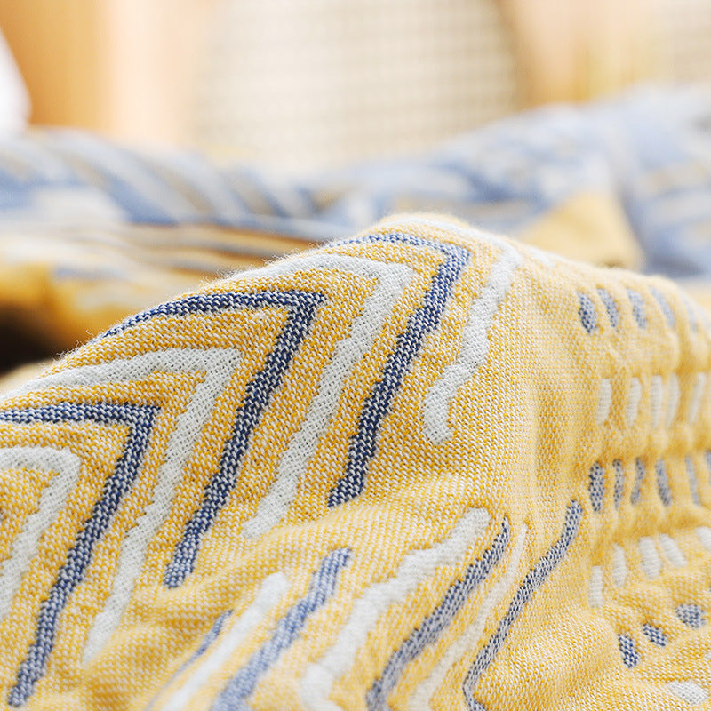 Bohemian Pure Cotton Quilt - Four-Layer Gauze Towel Quilt Sofa Cushion Full Air Conditioning Thin Cover Blanket
