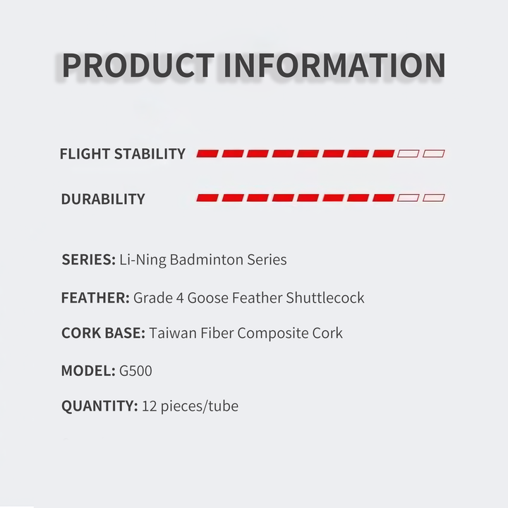 Li-Ning 12 PCS Goose Badminton Shuttlecock Competitive G500
