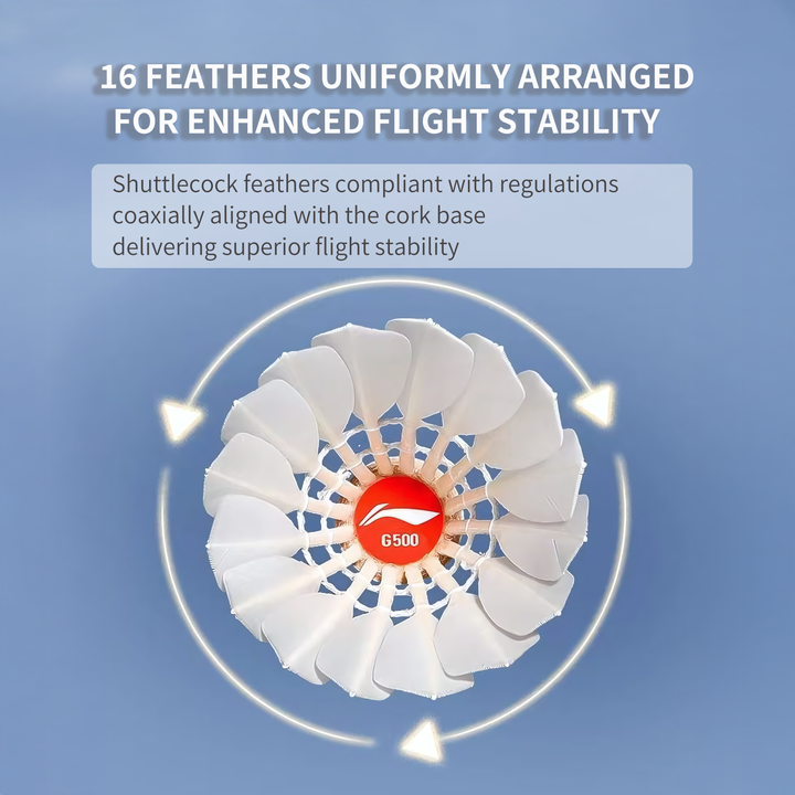 Li-Ning 12 PCS Goose Badminton Shuttlecock Competitive G500
