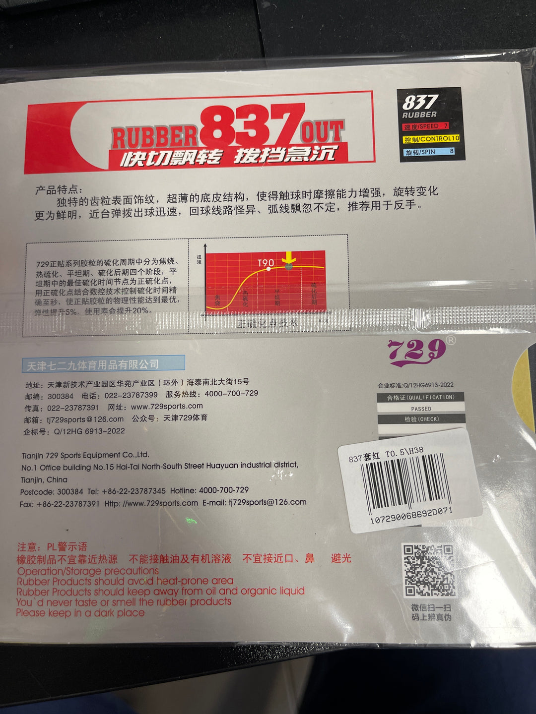 Friendship 729 RITC 837-3 Long Pips-out Rubber/Sponge