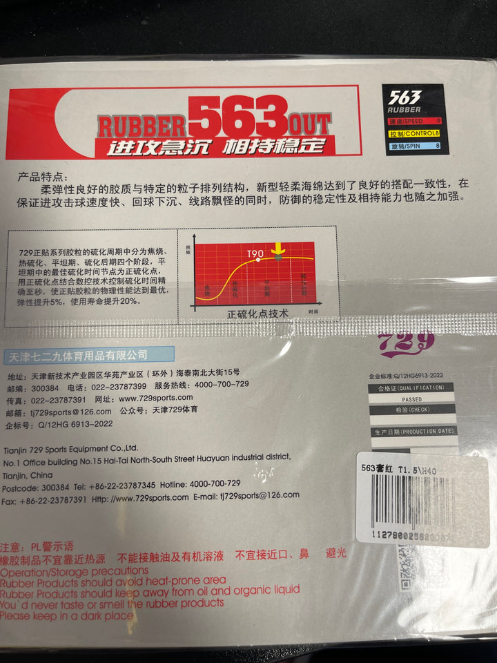 Friendship 729 RITC 563-3 Medium Pips-Out rubber/sponge