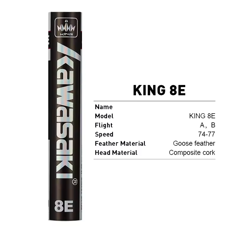 Kawasaki King 8E Goose Feather shuttlecock - Excellent Mid level shuttle,Speed 77