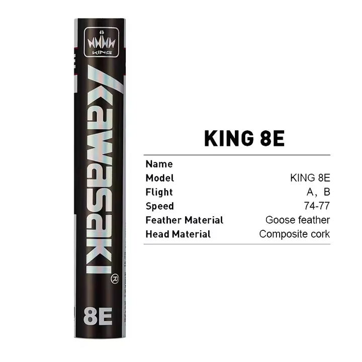 Kawasaki King 8E Goose Feather shuttlecock - Excellent Mid level shuttle,Speed 77