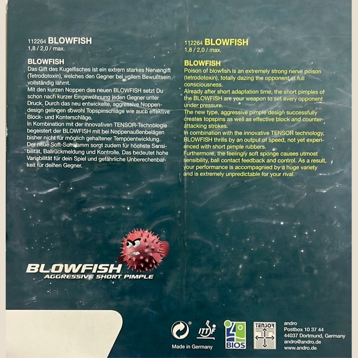 Andro Rubber Blowfish Table Tennis rubber