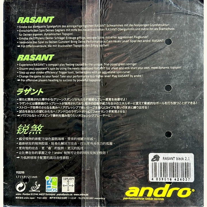 Andro Rubber Rasant Pips-In Table Tennis Rubber
