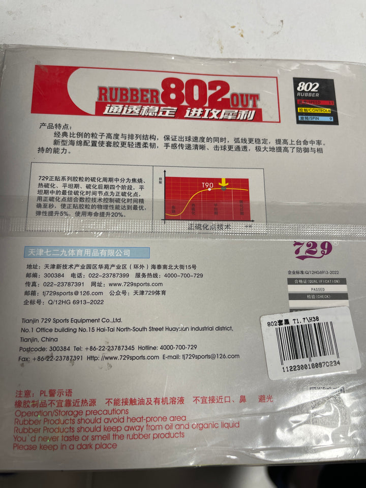 Friendship 729 RITC 802 Short pips-out Rubber/Sponge red / black