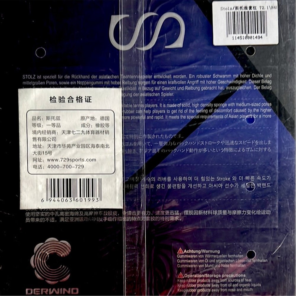 Friendship 729 Derwind Stolz and Stolz Pips-In With Sponge Table Tennis Made in Germany