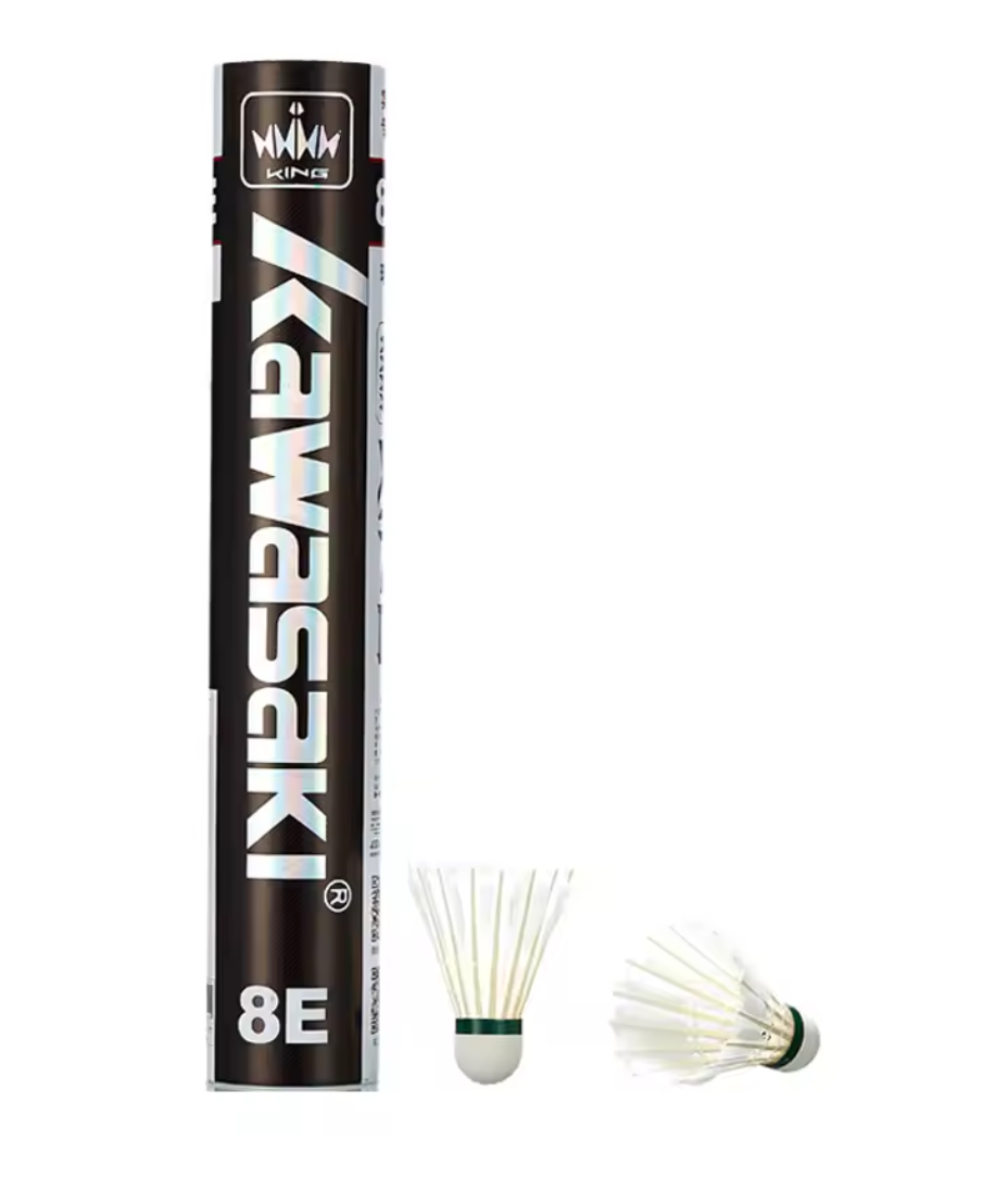 Kawasaki King 8E Goose Feather shuttlecock - Excellent Mid level shuttle,Speed 77