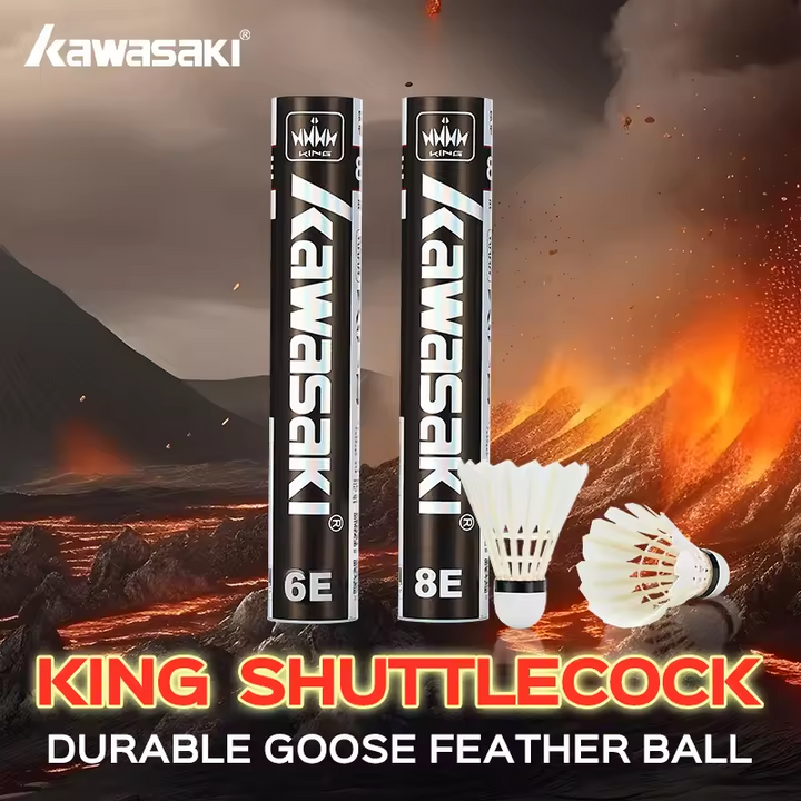 Kawasaki King 8E Goose Feather shuttlecock - Excellent Mid level shuttle,Speed 77