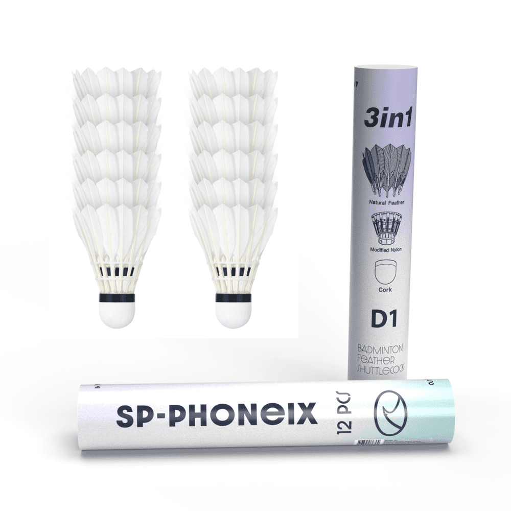 SPPHONEIX D1 Badminton Shuttlecocks Goose Feather 12pcs  Professional 3 In 1