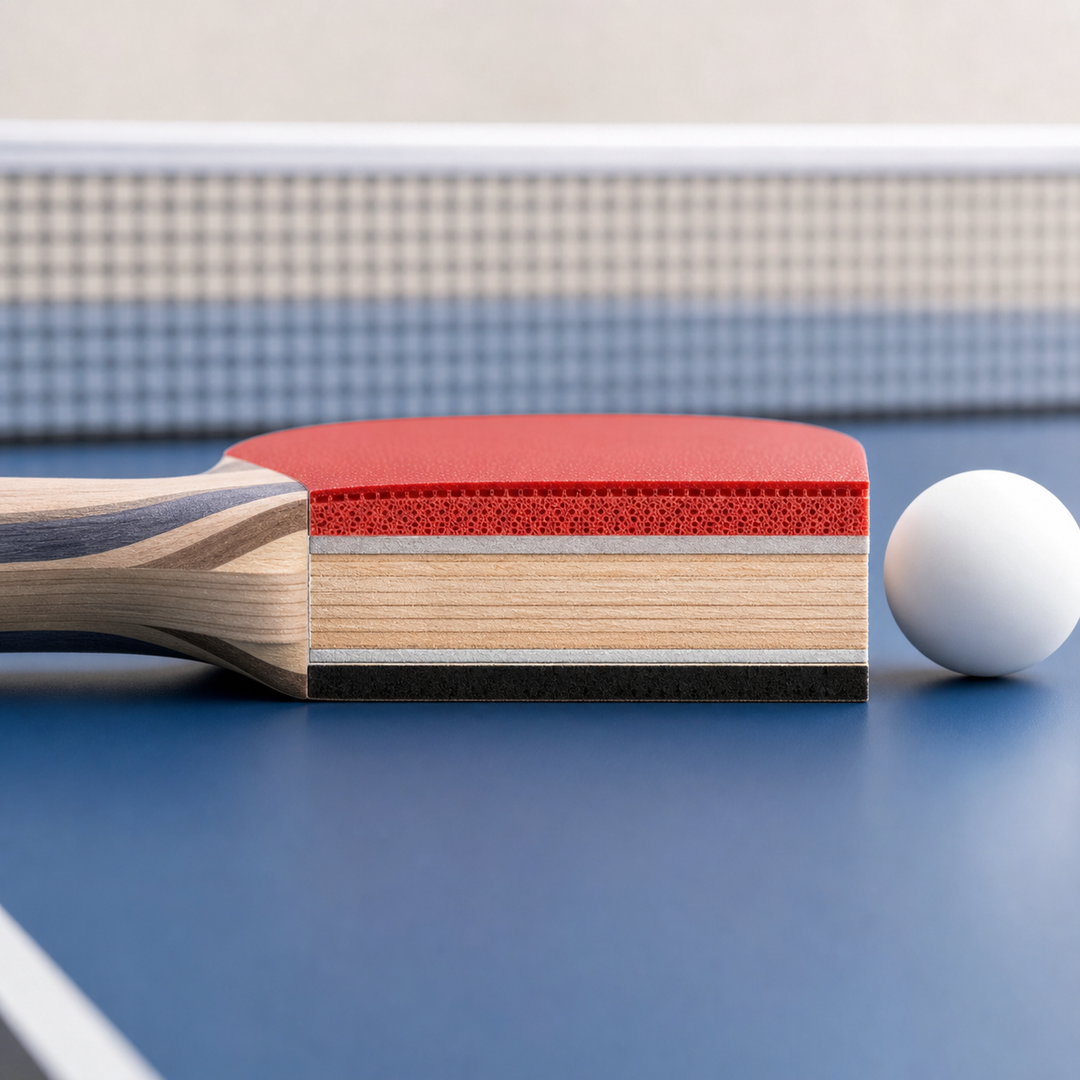 Table tennis rubber sponge thickness and blade layer illustration