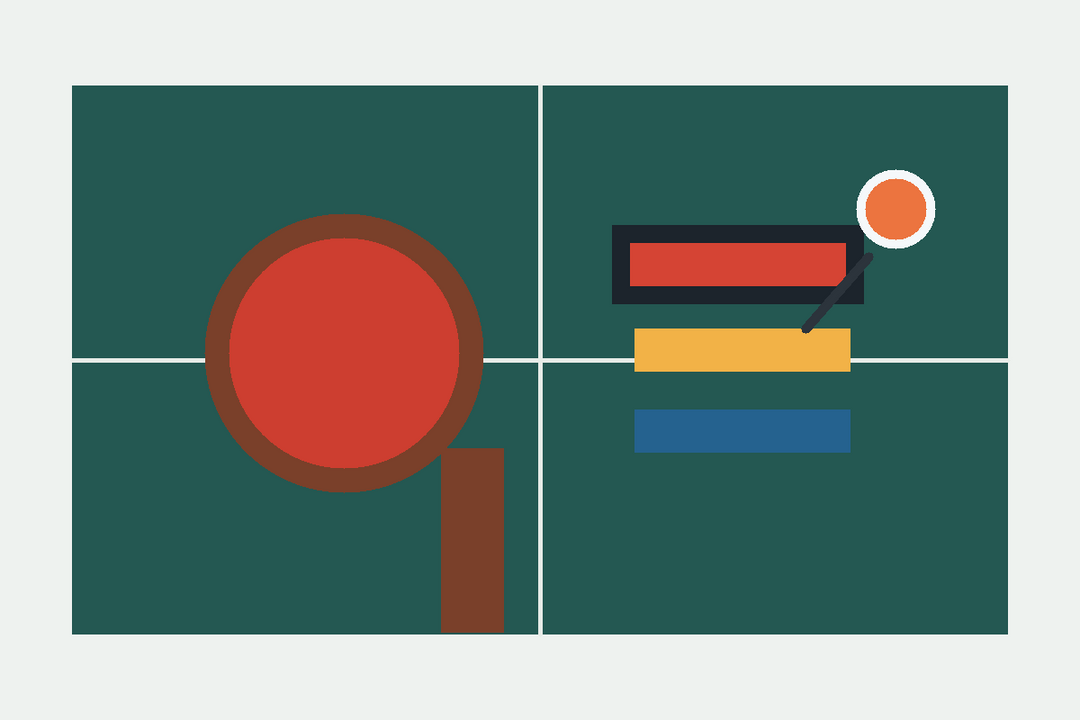 Table tennis rubber sponge samples and racket blade on training table