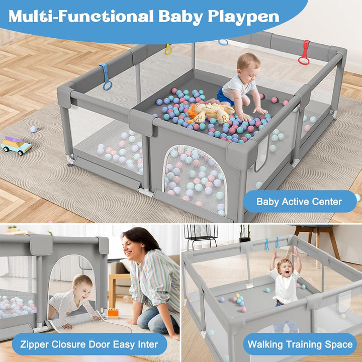 Baby Playpen 180 × 150cm / 200 × 160cm – Extra Large Indoor &amp; Outdoor Activity Center
