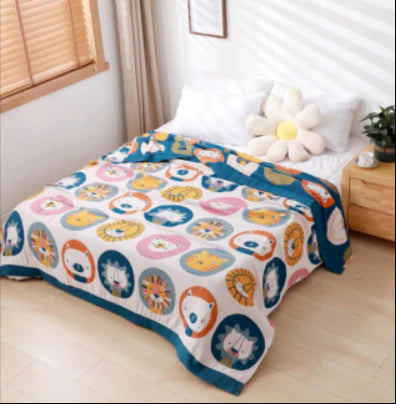 Four-Layer Cotton Gauze Towel Blanket – 100% Cotton, Soft, Lightweight, Summer Throw for Adults