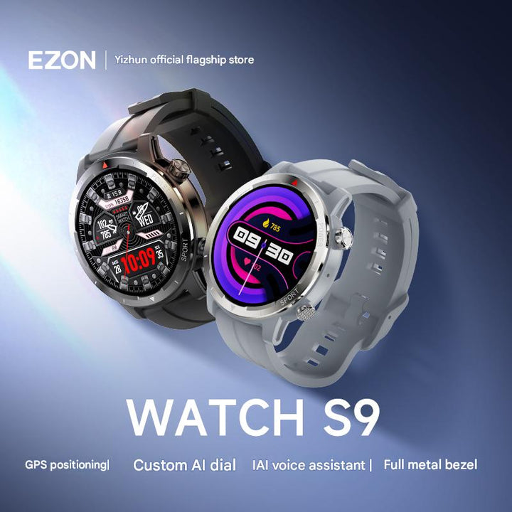 EZON Smartwatch Heart rate, Blood oxygen, Sleep health, GPS, Music payment, AI voice assistant, Fitness S9