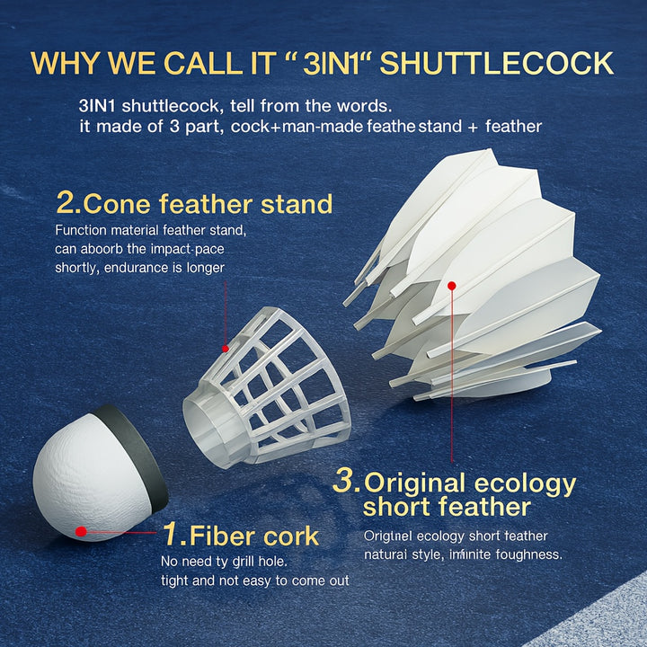 SPPHONEIX D1 Badminton Shuttlecocks Goose Feather 12pcs  Professional 3 In 1