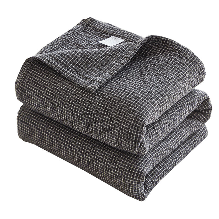 Cotton Gauze Blanket – 4-Layer Checkered, 100% Cotton, Lightweight Summer Throw for Single & Double Beds