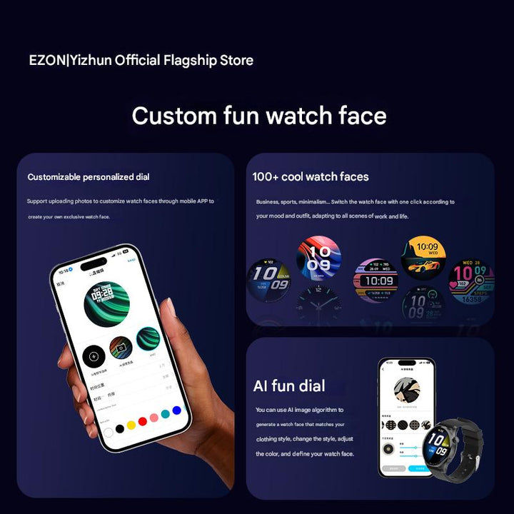 EZON Smartwatch Bluetooth Calls, Payment, Music, Heart rate, Sleep, Blood Oxygen, and Exercise S8