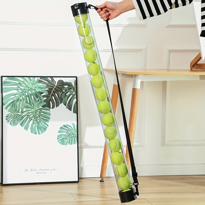 SPP Portable Tennis Ball Tube Pickup with Shoulder Strap Clear PC Material Holds 12/15/18 Balls Court &amp; Home Use