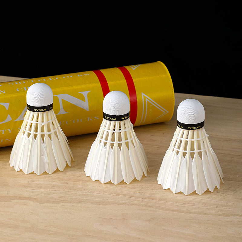 WECAN 12 PCS Yellow Badminton Duck Feather Badminton Shuttlecock