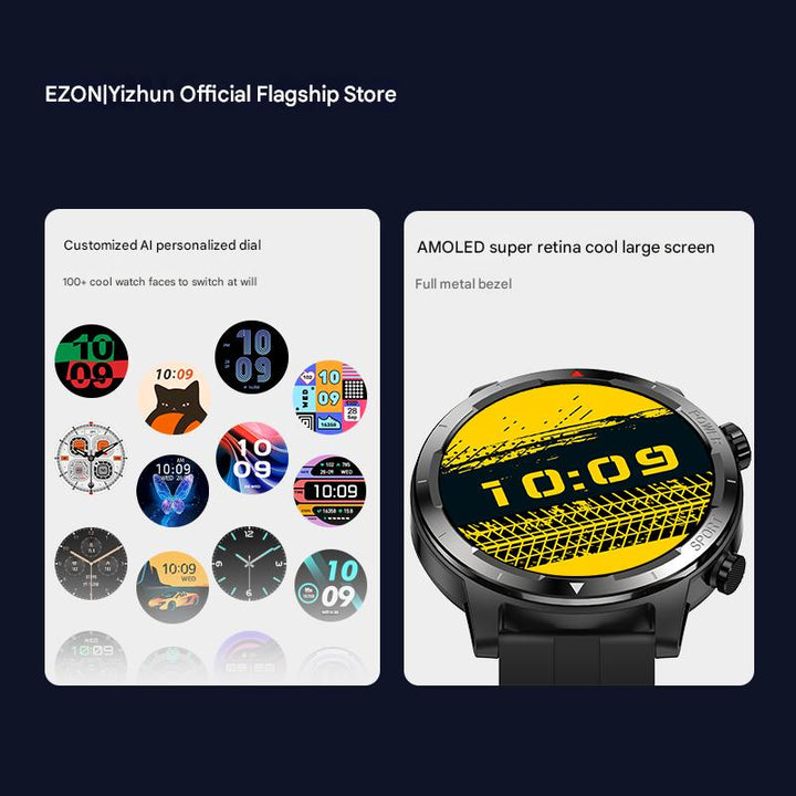 EZON Smartwatch Heart rate, Blood oxygen, Sleep health, GPS, Music payment, AI voice assistant, Fitness S9