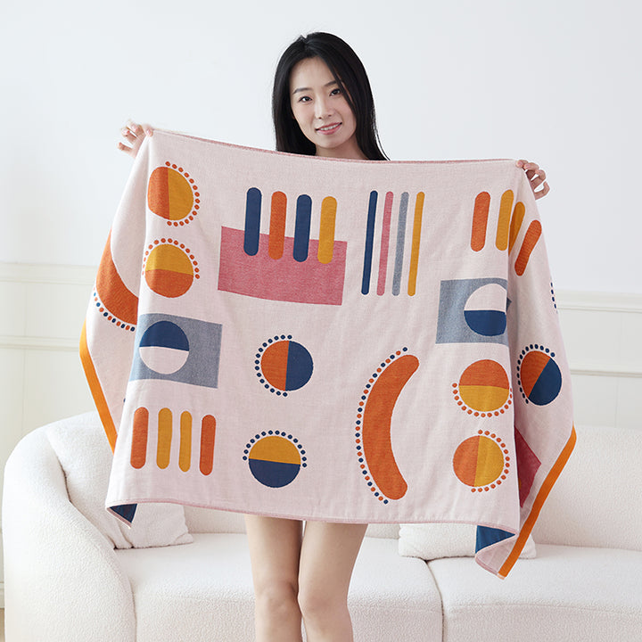 Pure Cotton Bath Towel – 4-Layer, Absorbent, Lint-Free, All-Cotton Household Bath Wrap