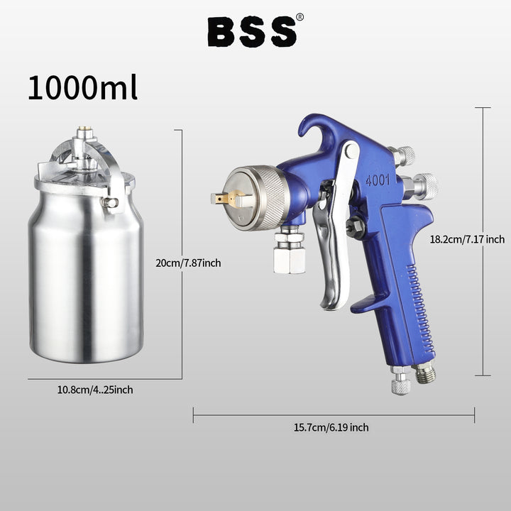 High-Pressure Pneumatic Air Paint Spray Gun – Aluminum Cup, Model 4001