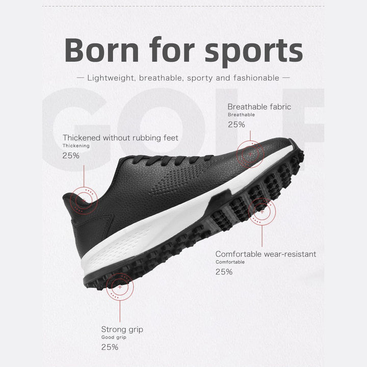 KSOKGOF Men Women Golf Shoes, Universal Golf Footwear with Excellent Traction, Stable Comfortable Golf Sneakers for All Golfers, White/Black G8002