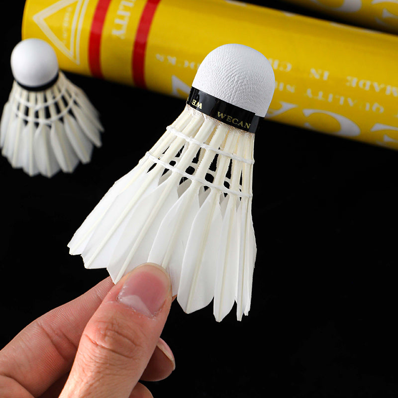 WECAN 12 PCS Yellow Badminton Duck Feather Badminton Shuttlecock