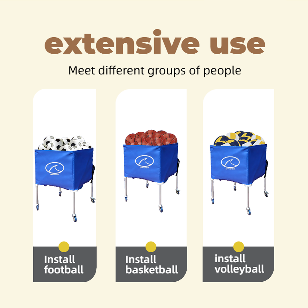 SPPHONEIX Portable Cart with Wheels Volleyball basketball football Ball Storage Indoor Outdoor