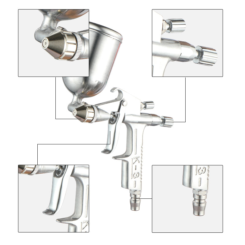 Mini Air Spray Gun – Aluminum, 0.5mm Nozzle, 125ml, Car Paint Repair, Model K3