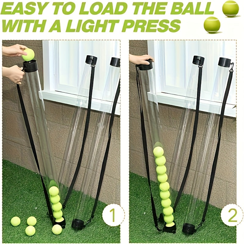SPP Portable Tennis Ball Tube Pickup with Shoulder Strap Clear PC Material Holds 12/15/18 Balls Court &amp; Home Use
