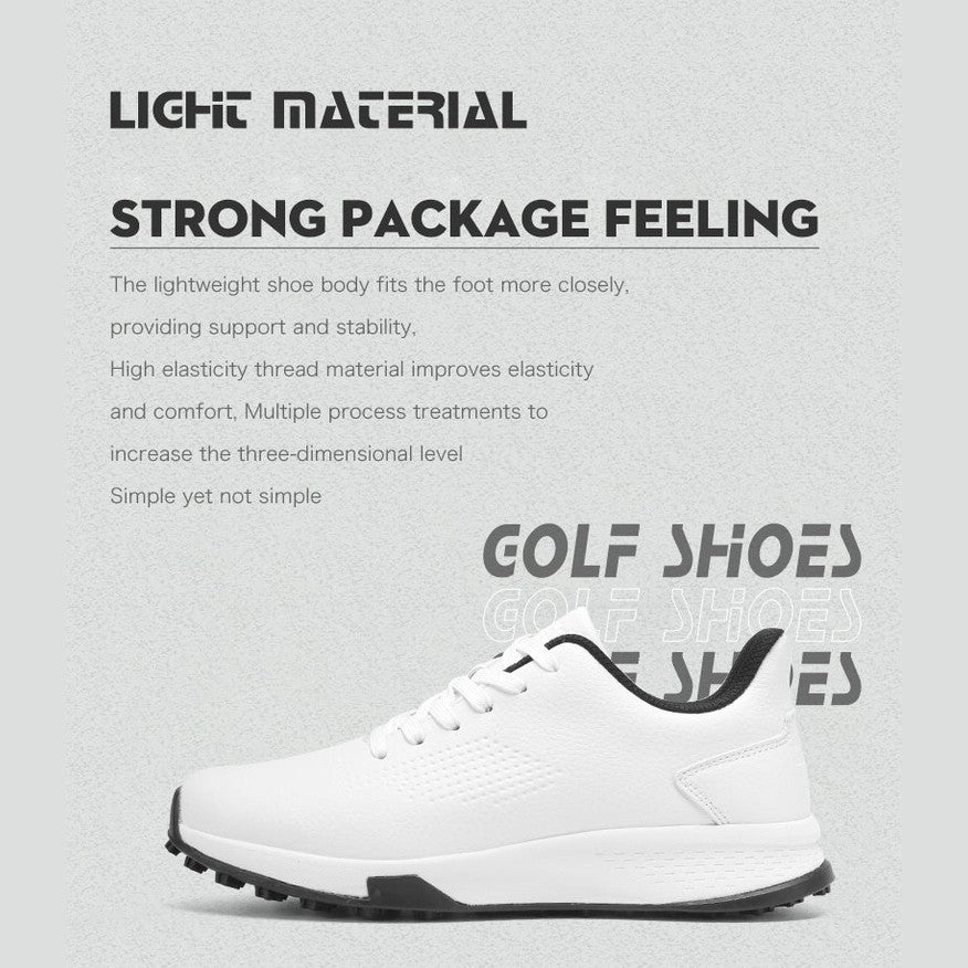 KSOKGOF Men Women Golf Shoes, Universal Golf Footwear with Excellent Traction, Stable Comfortable Golf Sneakers for All Golfers, White/Black G8002