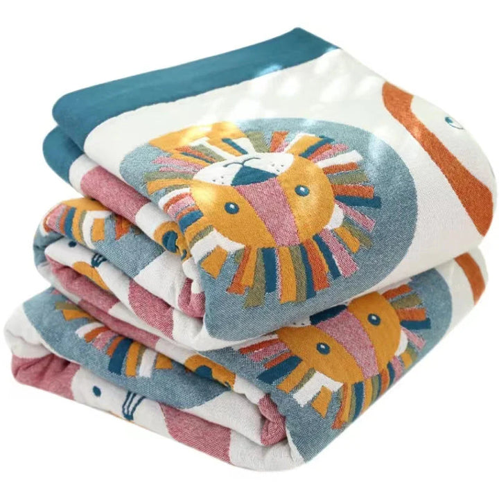 Four-Layer Cotton Gauze Towel Blanket – 100% Cotton, Soft, Lightweight, Summer Throw for Adults