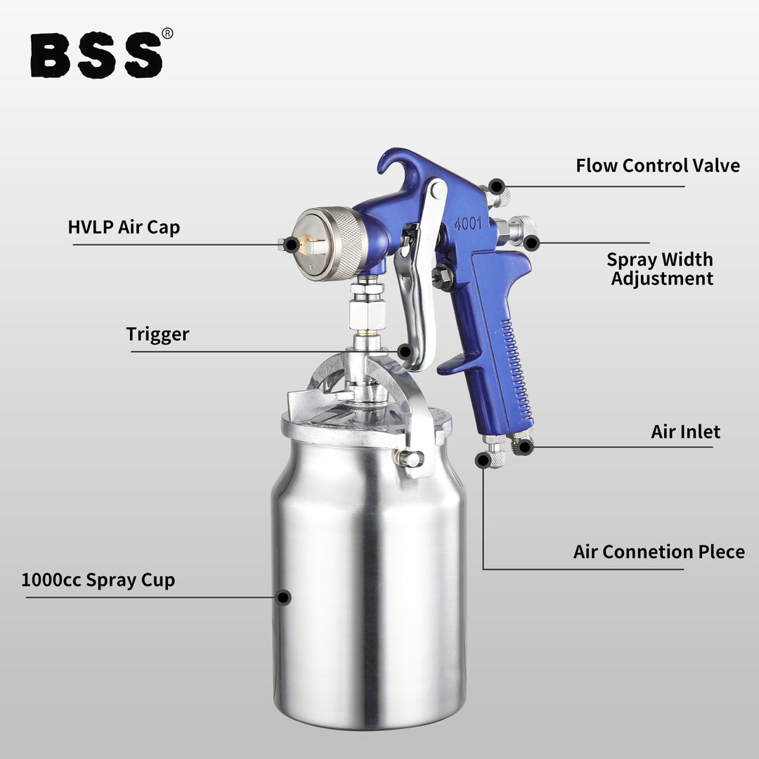 High-Pressure Pneumatic Air Paint Spray Gun – Aluminum Cup, Model 4001