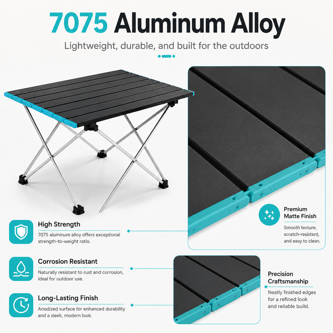 Portable Folding Camping Table, Lightweight Aluminum Roll‑Up Camp Table with Carry Bag, Small… – view 6