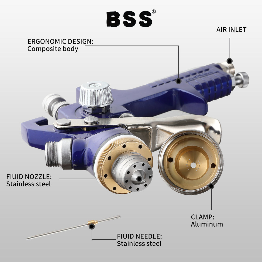Gravity Paint Spray Gun – 250ml Aluminum Tank, Non-Drip Design, Model H2000