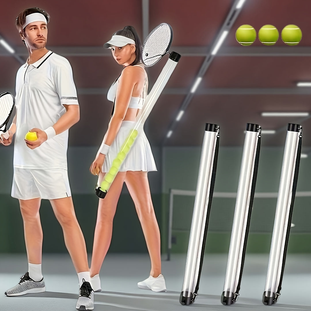 SPP Portable Tennis Ball Tube Pickup with Shoulder Strap Clear PC Material Holds 12/15/18 Balls Court &amp; Home Use
