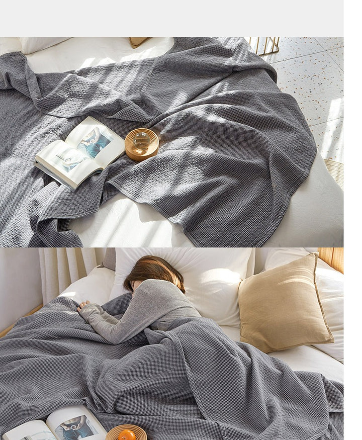 Cotton Gauze Blanket – 4-Layer Checkered, 100% Cotton, Lightweight Summer Throw for Single & Double Beds