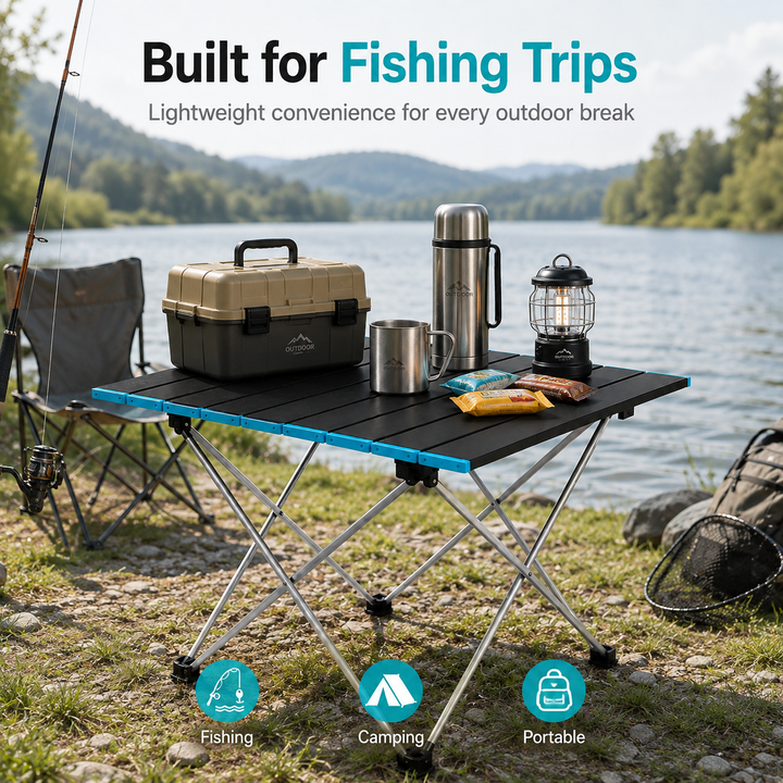Portable Folding Camping Table, Lightweight Aluminum Roll‑Up Camp Table with Carry Bag, Small…