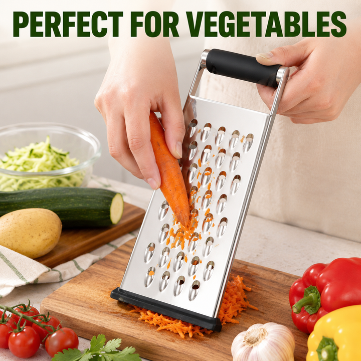 Handheld Stainless Steel Grater Non‑Slip Kitchen Shredder for Cheese &amp; Vegetables