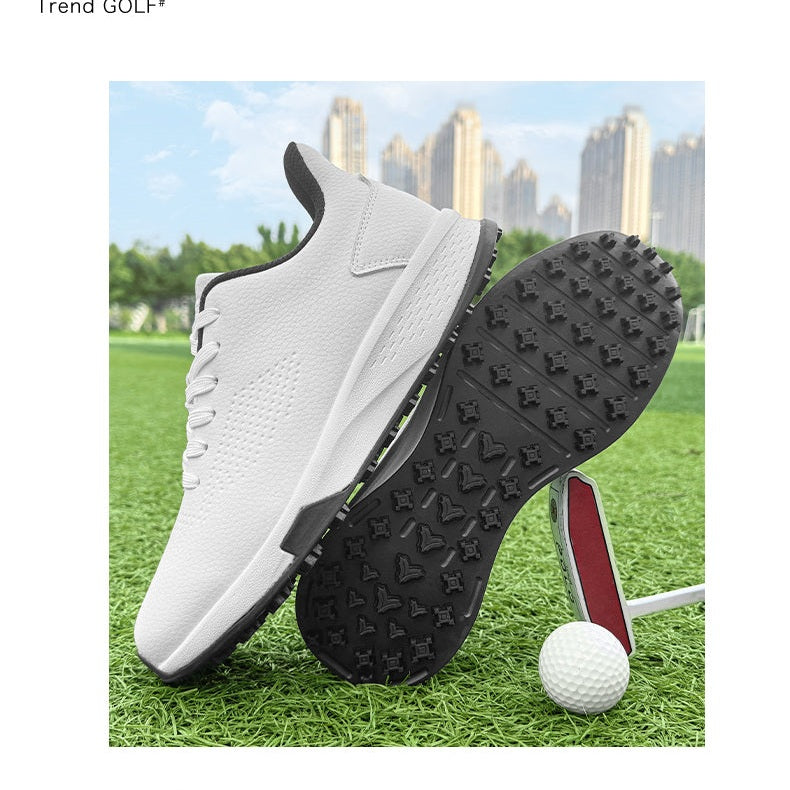 KSOKGOF Men Women Golf Shoes, Universal Golf Footwear with Excellent Traction, Stable Comfortable Golf Sneakers for All Golfers, White/Black G8002