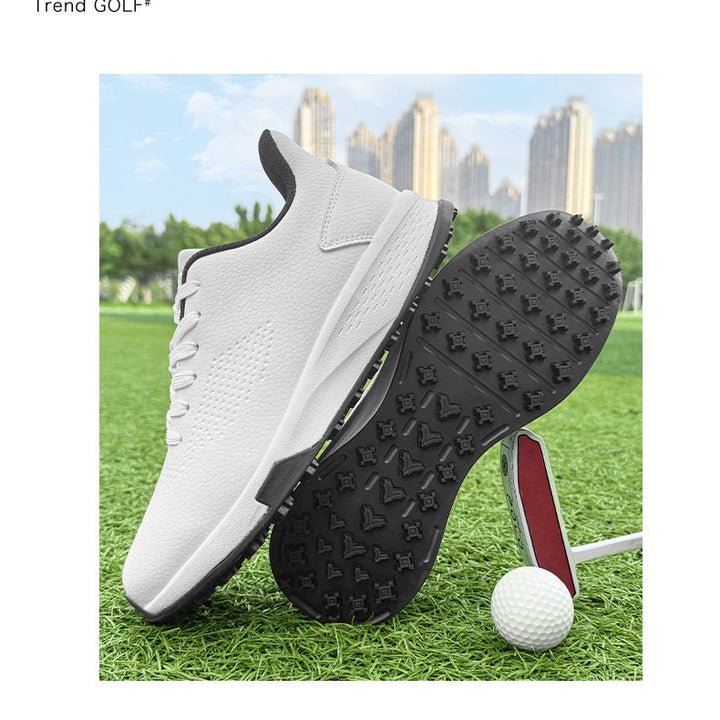 KSOKGOF Men Women Golf Shoes, Universal Golf Footwear with Excellent Traction, Stable Comfortable Golf Sneakers for All Golfers, White/Black G8002