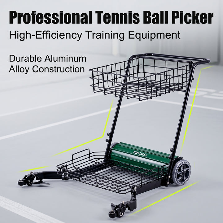 SIBOASI Practical Tennis Ball Mower Efficient Sports Ball Collector For Court Training Use SS-S705T