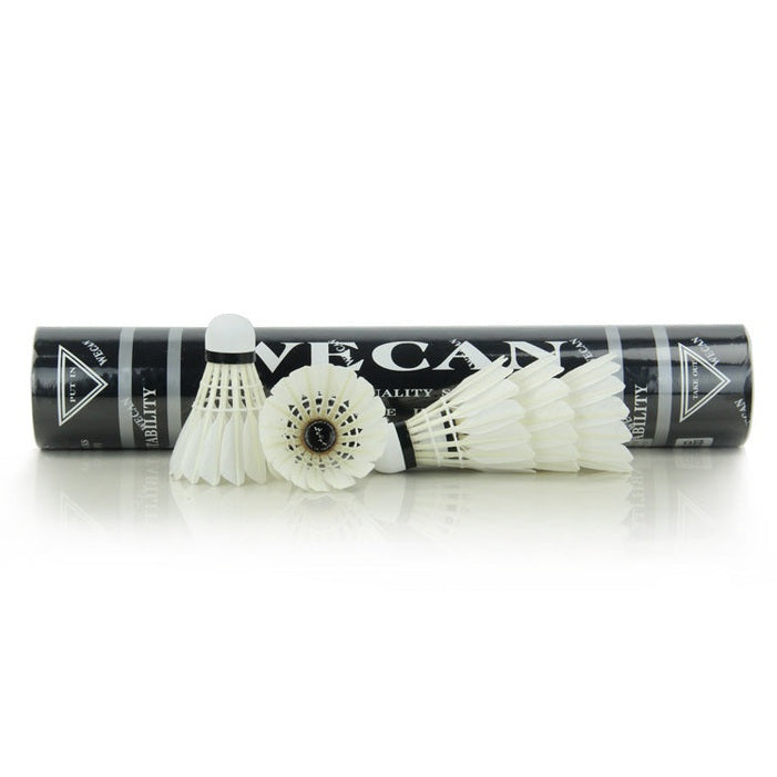 WECAN 12 PCS Black Badminton Duck Feather Badminton Shuttlecock
