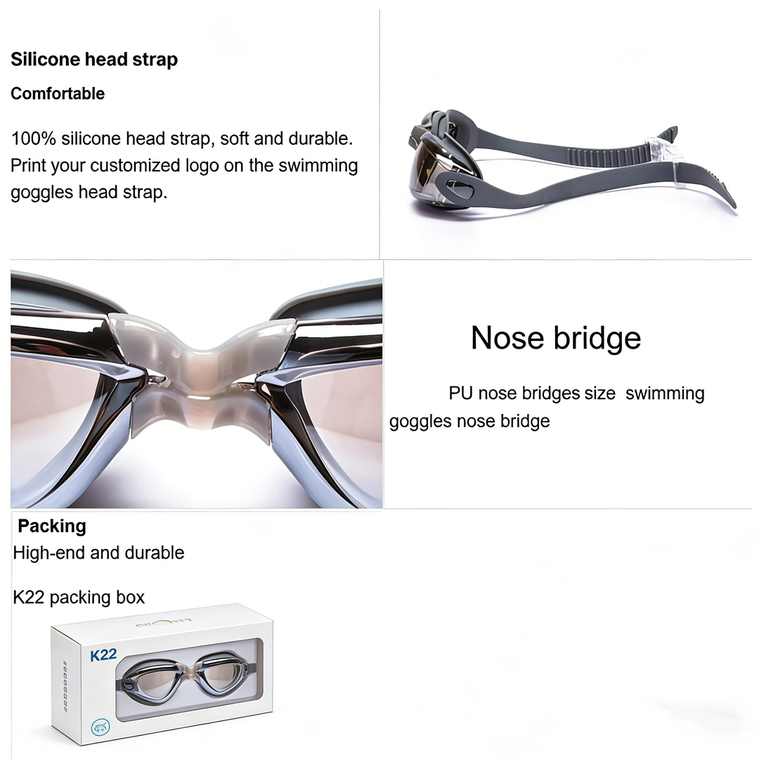 SPP Adult Swimming Goggles with Optical Lens for nearsightedness, HD Anti-Fog PC Lens Anti-UV Anti-Glare Waterproof Durable G3200P